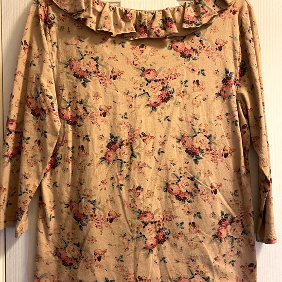 Ralph Lauren Knit Floral Ruffle Neck Top - Picture 4 of 5